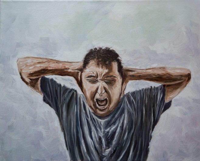 Emotional portrait in a rough painting style